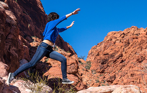 young girl jumping